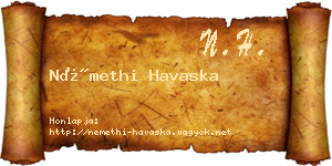 Némethi Havaska névjegykártya